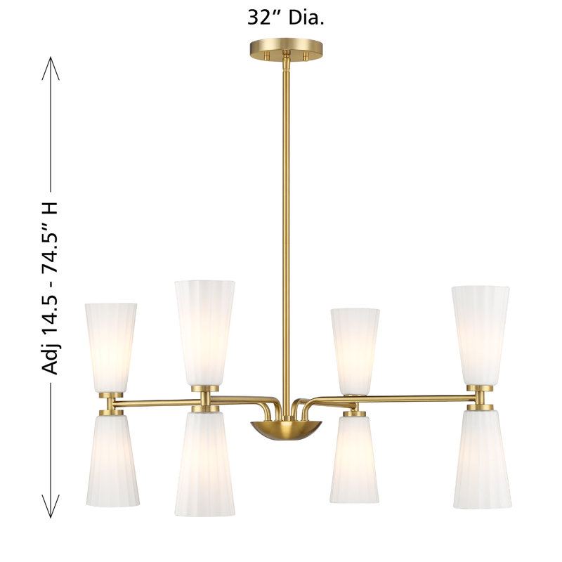 Lustre 8 lumières Kenyia, Laiton naturel