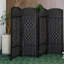 4 Panel Short Rattan Room Divider, Double Sided Folding Screen, Brown, 120cm