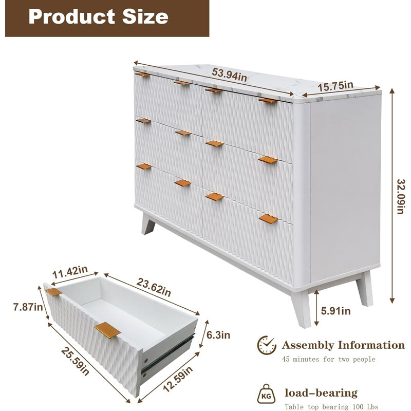 Commode 54 po 54 po, Blanc