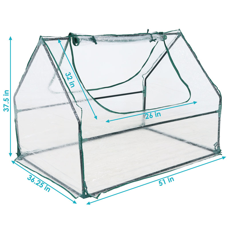 Mini serre d'extérieur portable avec couvercle transparent, H 37,5 po x l 51 po x P 36,25 po