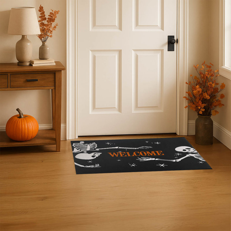 Tapis d'entrée antidérapant Skeleton, Gris anthracite, L 60 po x L 84 po