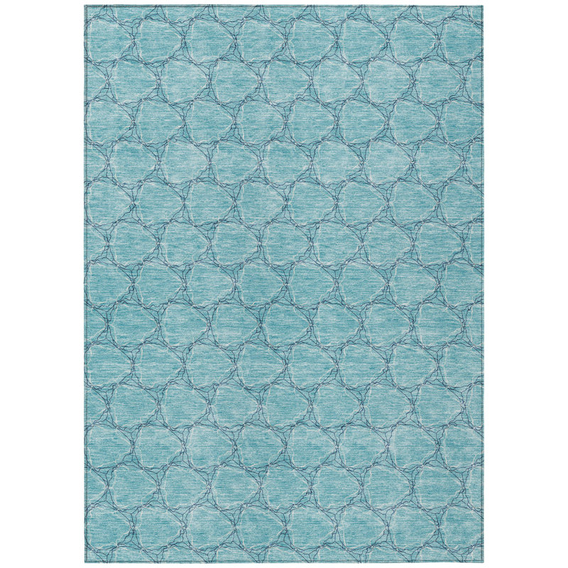 Tapis extérieur bleu sarcelle et bleu marine 9 'X 12'