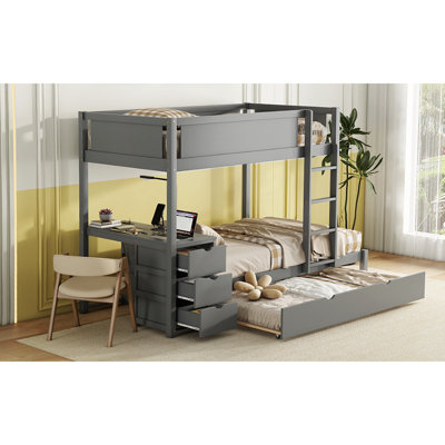 Bunk Bed With Trundle, Storage And Desk