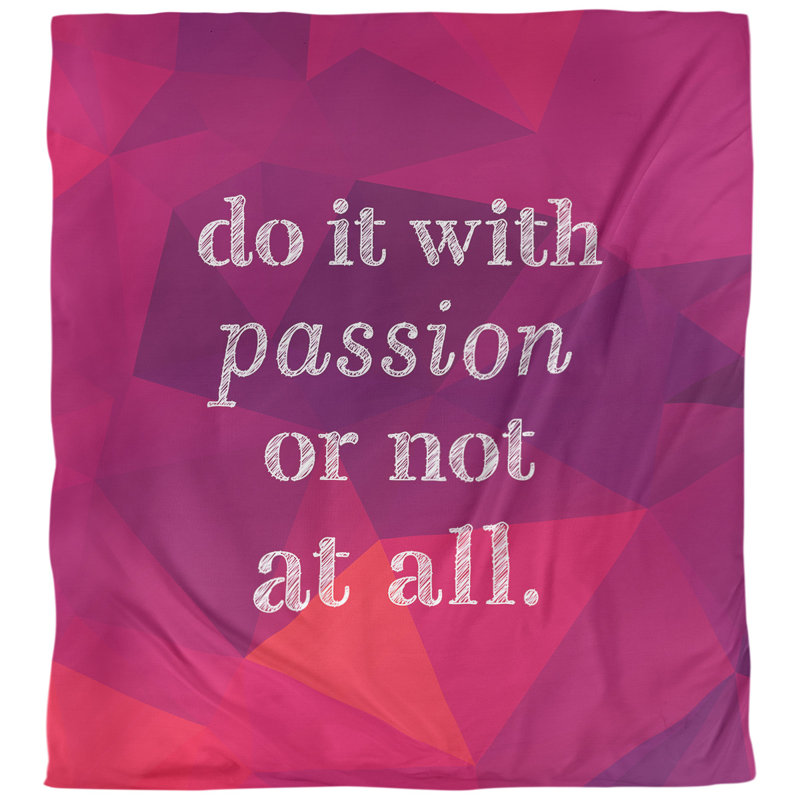 Housse de couette simple avec citation inspiration passion, Housse de couette pour très grand lit, Rubellite