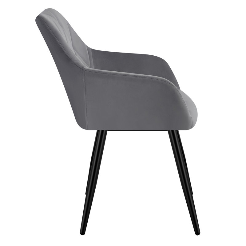 40cm H Velvet Upholstered Armchair, 1, Dark Gray