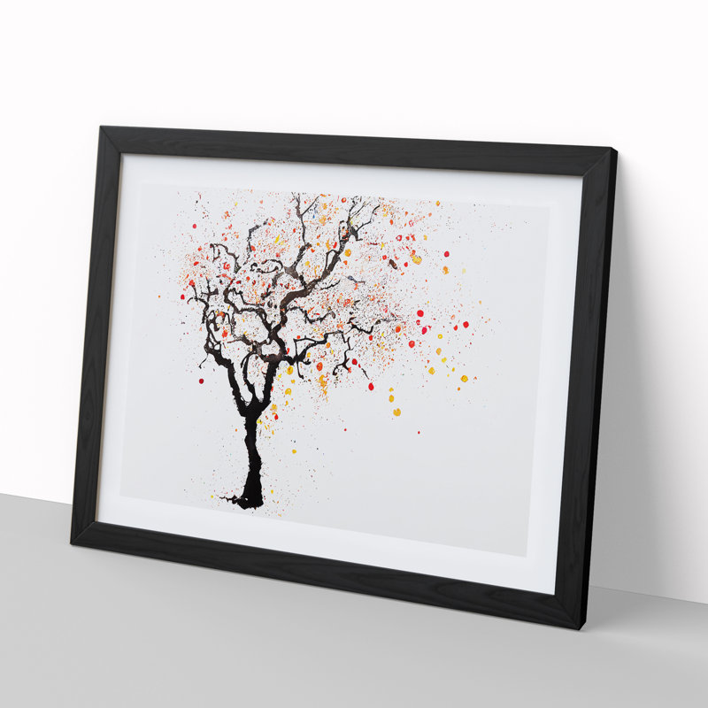 Gentle Tree Abstract - Single Picture Frame Print, Black Framed, 25cm H x 34cm W x 2cm D