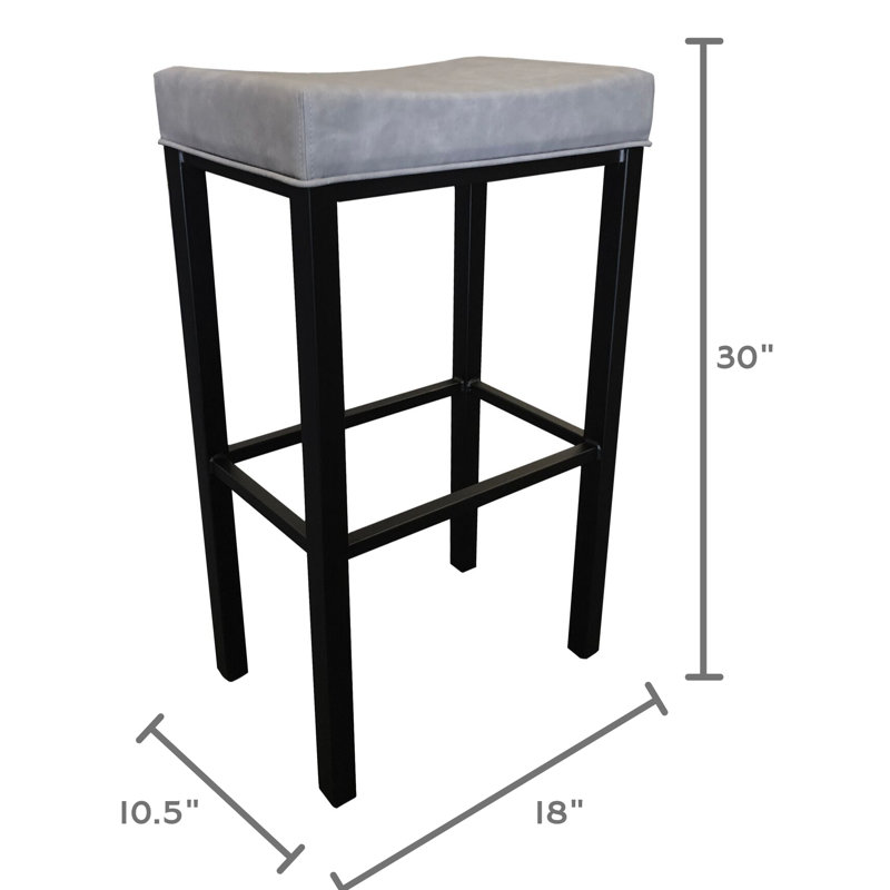 Upholstered Counter Stool with Metal Frame, Bar Stool (30" Seat Height), Gray