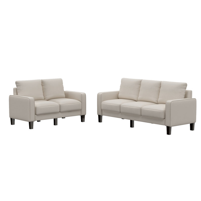 Ensemble de salon 2 pièces Rashade, 100 % polyester beige