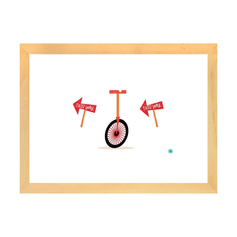 Monicycle - imprimé, Blanc, H 24 po x l 32 po x P 1 po, Papier avec cadre beige