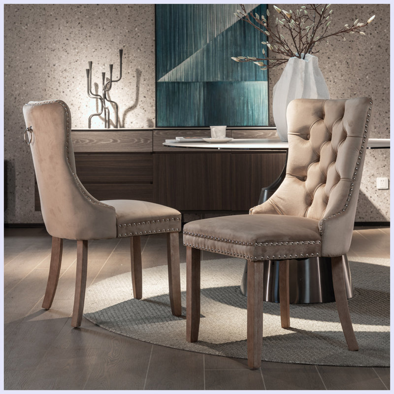 Chaise d'appoint en velours capitonné Hamayal, Bleu clair, Naturel