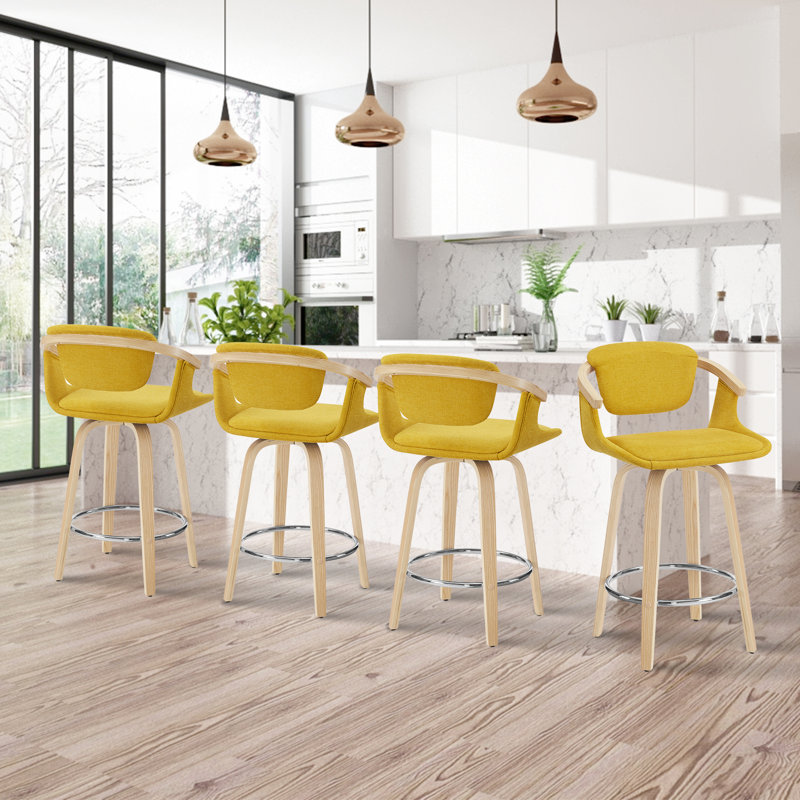Tabouret de comptoir pivotant 25,78 po Tonnya, Jaune, 4