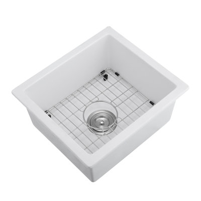 Évier de cuisine en quartz 18 po x 16 po - insonorisant et livré avec crépine et grille
