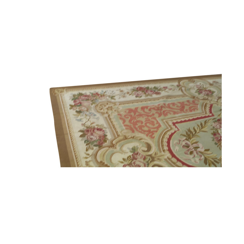 Wool Oriental Area Rug in Rose/Ivory