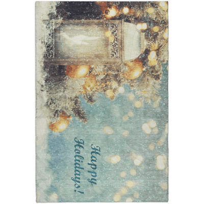 Premium Machine Washable Dream Shag ADS214 Christmas Lantern Rug