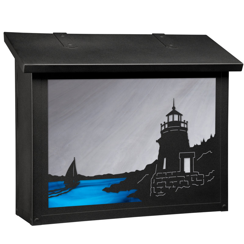 Boîte aux lettres murale Coastal Cottage, Noir texturé, Or irisé