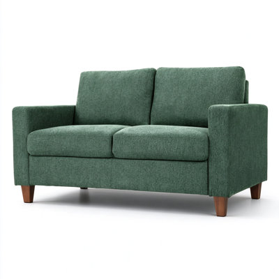 55.5" mid-century modern loveseat with high-density foam cushions and detachable wood legs, compact 2-seater sofa for apartment living room
