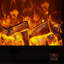 Beige Solid Wood Electric Fireplace-117512258