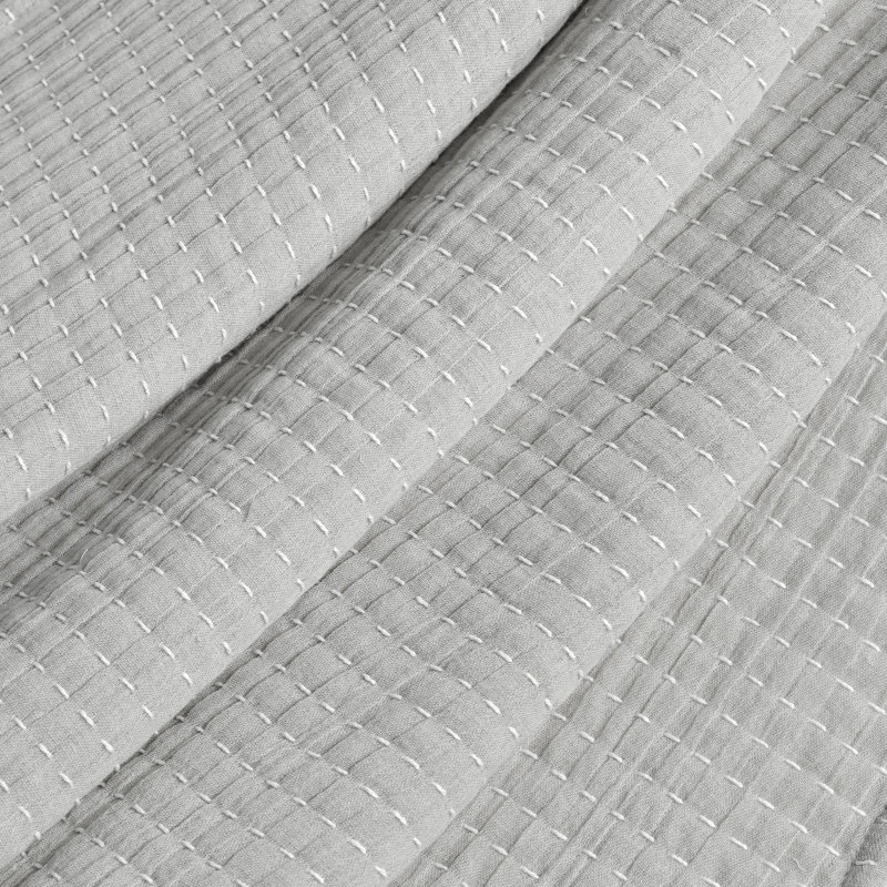 Jeté en coton Windcrest, Gris clair / Blanc cassé