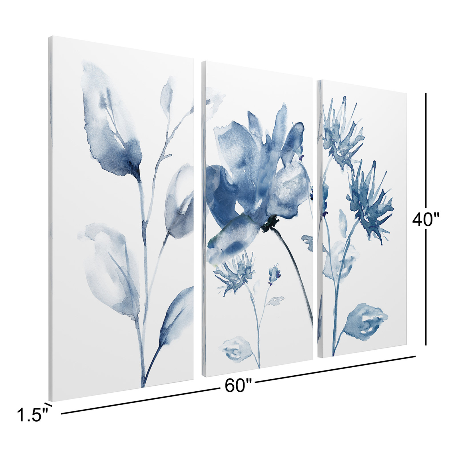 Translucent Blues II Wrapped Canvas Print Set, 40" H x 60" W x 1.5" D