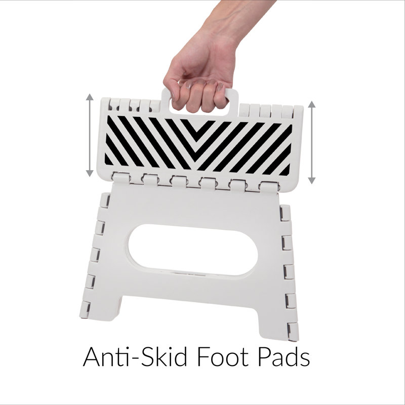 1 - Step Plastic Lightweight Folding Step Stool, White