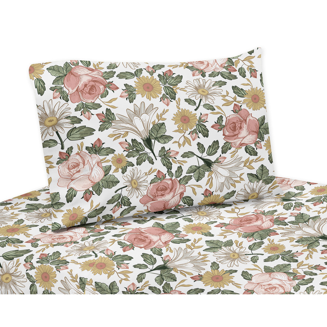 Vintage Floral Microfiber Twill Sheet Set Sweet Jojo Designs 