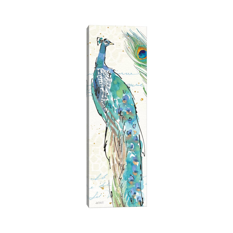 Peacock Garden IV by Anne Tavoletti - Wrapped Canvas Panoramic Painting, 30.48 cm H x 91.44 cm W x 1.91 cm D