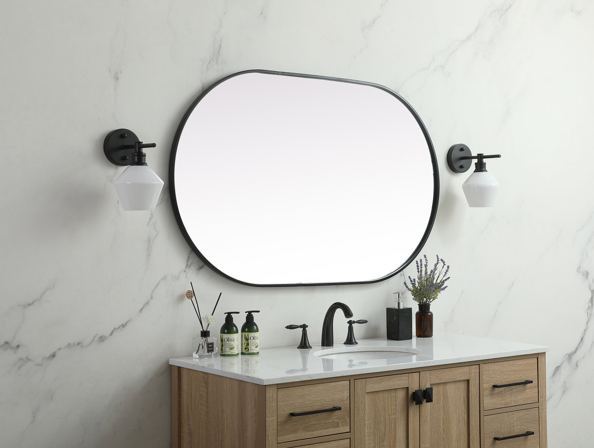 Elington Metal Oval Mirror, 48"  x 30" , Black