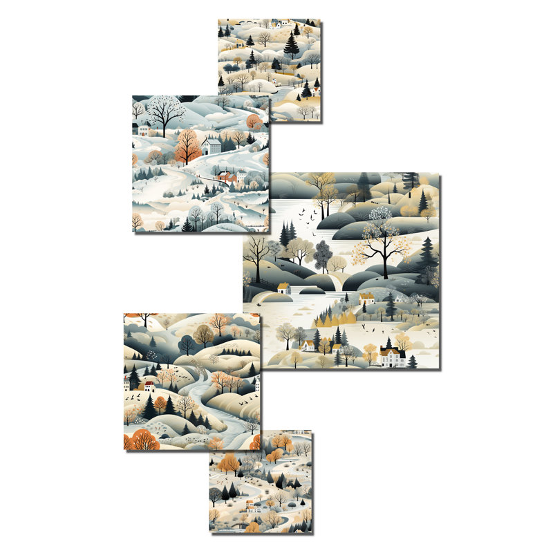 Hamda - ensemble d'art mural floral de 5