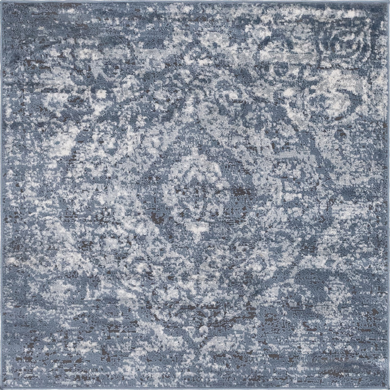 Tapis oriental bleu Jaggers, Carré 4 pi 1 po