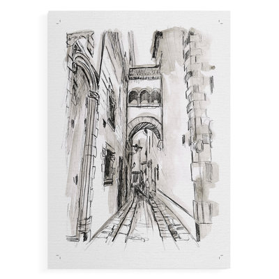 Europe Street Sketches II -Canvas Print Only - NOT FRAMED