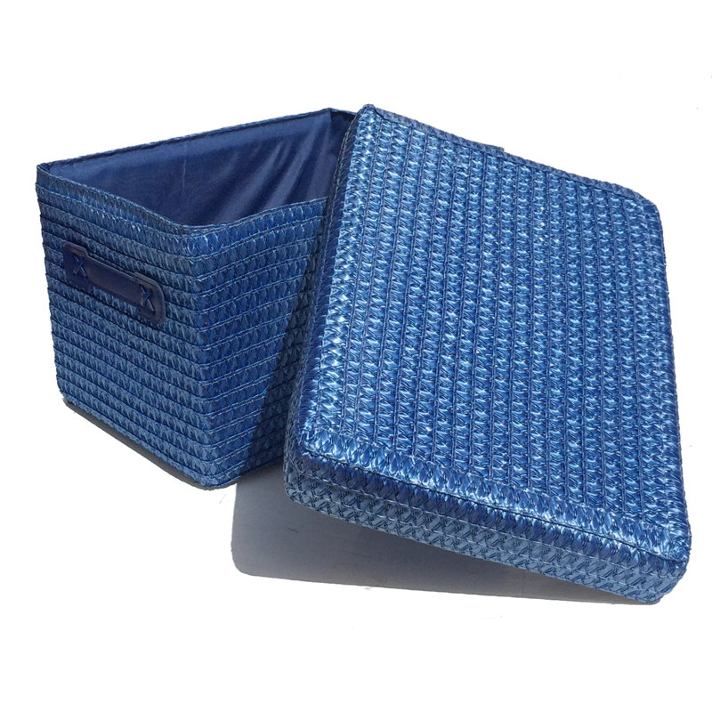 Symple Stuff Fabric Decorative Basket, 23cm H x 37cm W x 29cm D, Blue