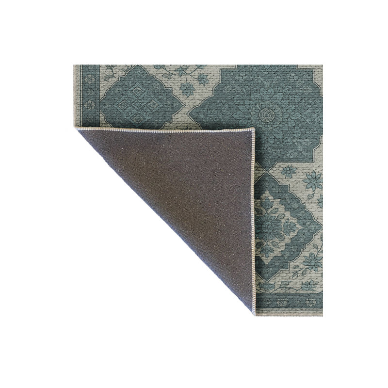 Tapis vert tissé à motif lavable Mosso, 2' x 2'11"