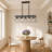 32'' 5-Light Black White Linear Chandelier, Modern Farmhouse Metal Rectangular Pendant Light-1683208375