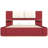 Queen Size Upholstered Platform Bed with Side Panel, Rounded Corners, Storage Shelves, No Box Spring Needed, Easy Assembly, Red