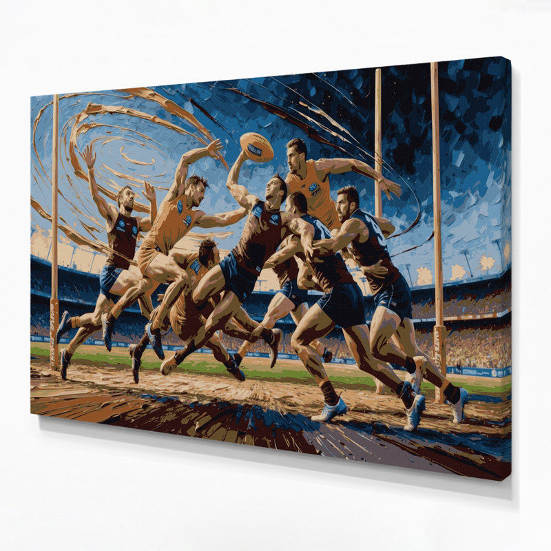 Art sportif sur toile brun, H 11 po x l 14 po