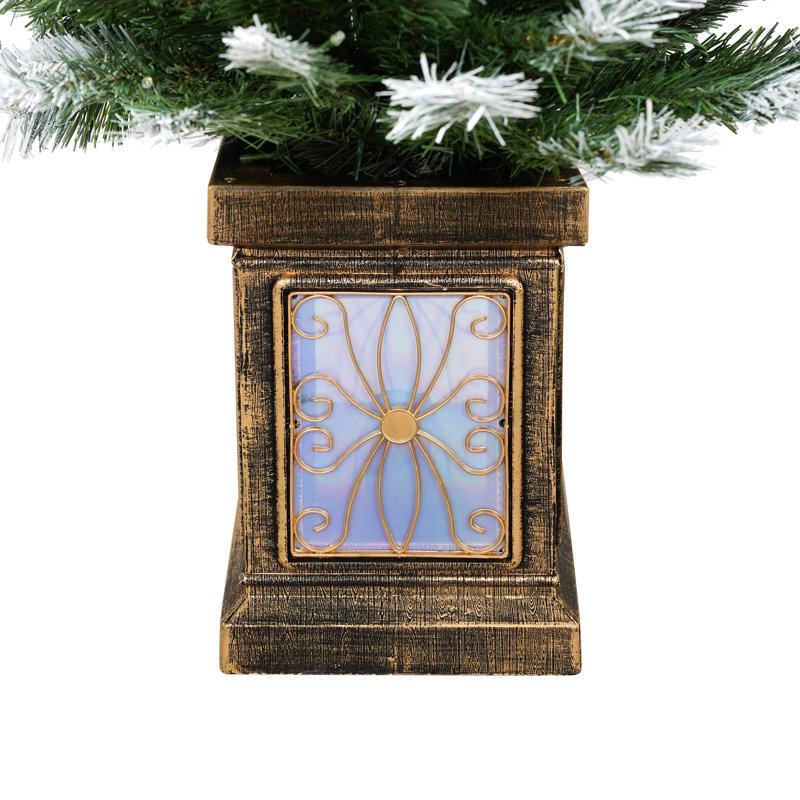 Ensemble de 3 pièces de Noël artificiel pré-éclairé avec arbres de 4 pi (ensemble de 2) et couronne, lumières DEL, bases en pot