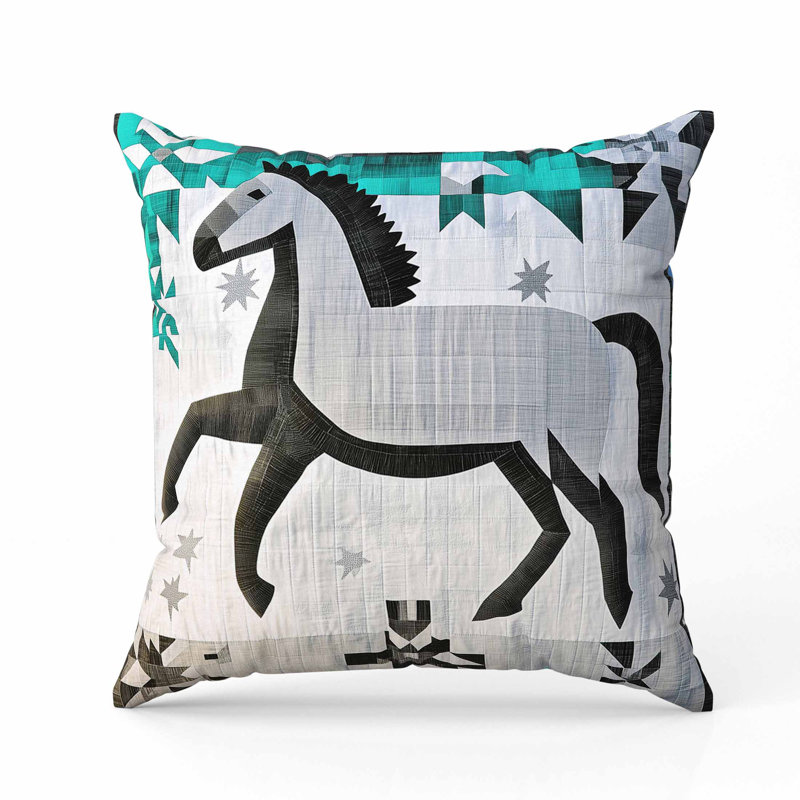 Coussin Starry Night, Vert / gris / noir, Carré 18 po