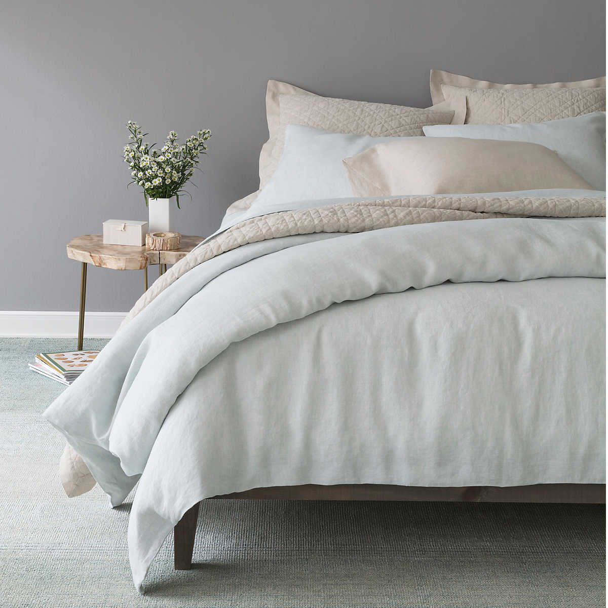 Lush Linen Duvet Cover Set, Sky, King Duvet Cover