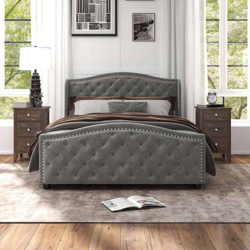 Ensemble de chambre à coucher 3 pièces Kinsly, Gris clair, Grand