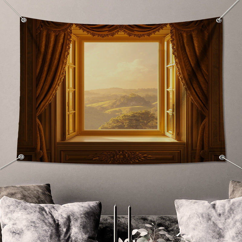 Tapisserie «Scenic Window View Wall - Landscape», H 104 po x 88 avec 4 œillets