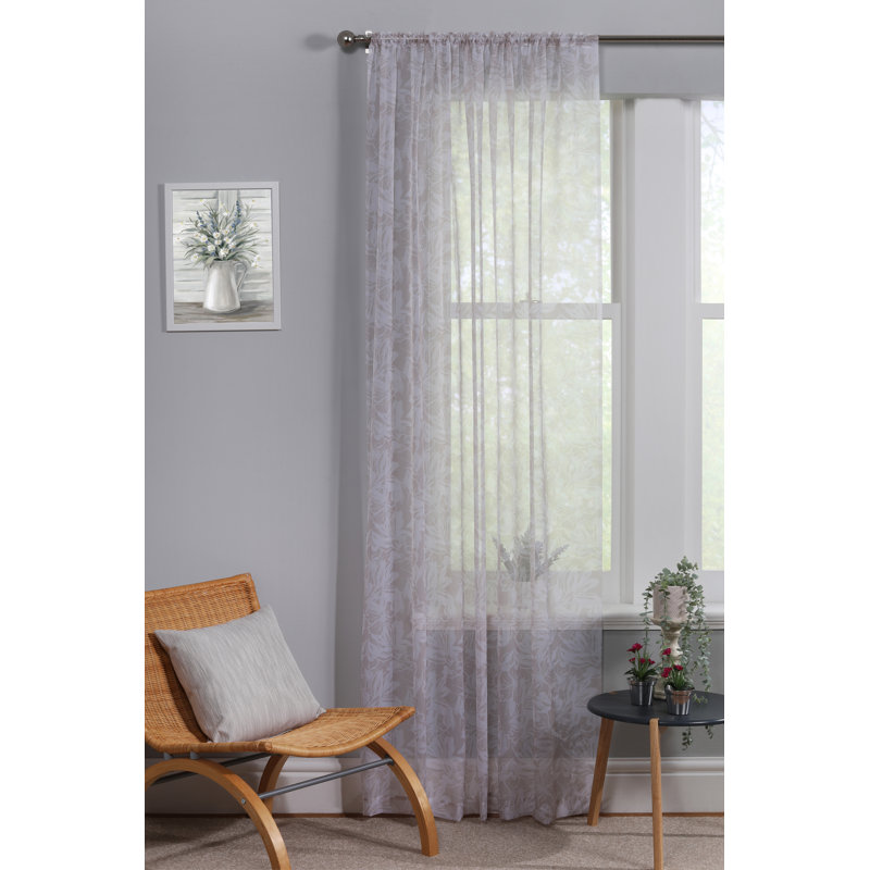 Hessville Voile Semi Sheer Curtain Single Panel, 150cm Width x 229cm Drop