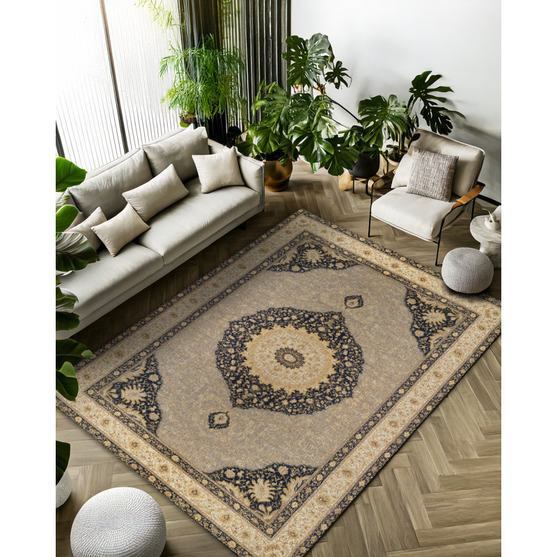Giuseppi Collection Digital Print Cotton-Polyester Brown Oriental Rug, Rectangle 4' x 5'