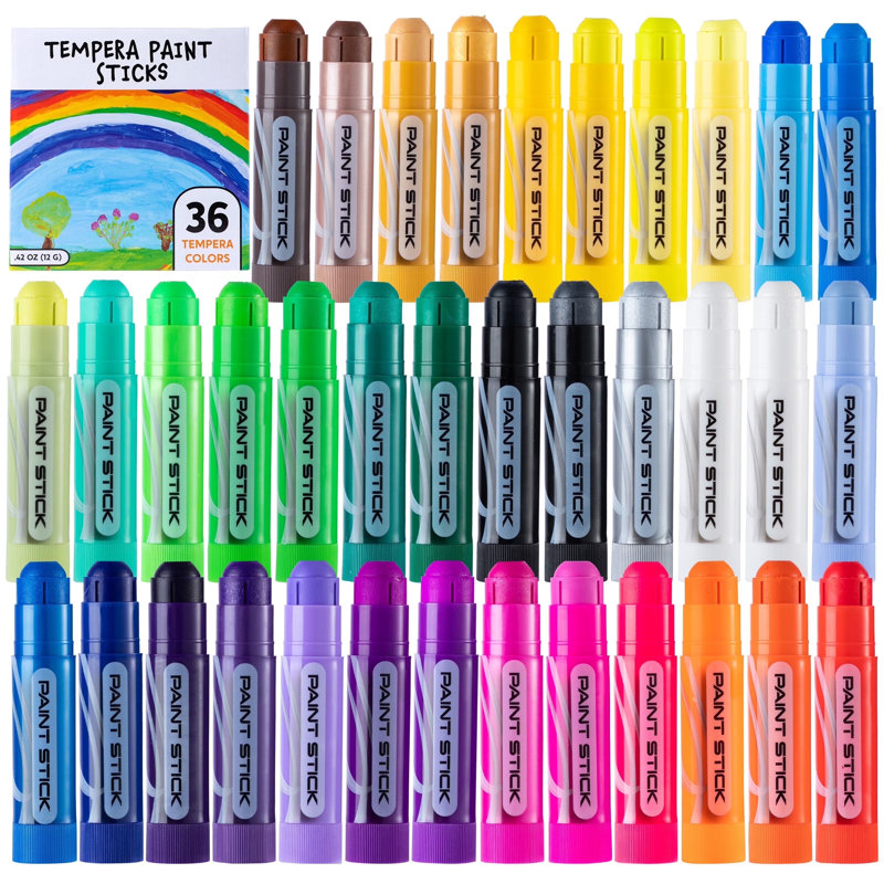 36 pièces de bâtons de peinture Tempera, bâtons de peinture lavables pour les tout-petits, cadeaux d'art pour projets d'art et d'artisanat, bâtons de peinture pour enfants, bâtons de peinture pour enfants