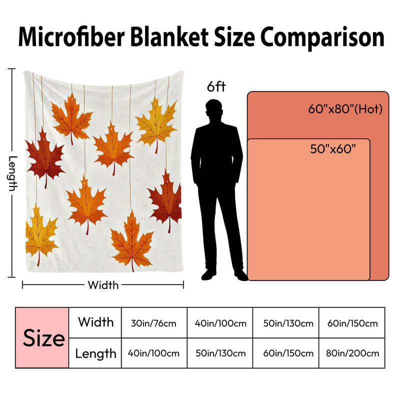 Couverture simple en flanelle JYK, Feuilles d'automne suspendues