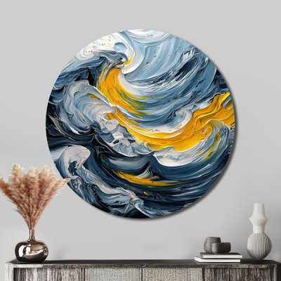 Anton - peinture abstraite ronde, art mural en métal
