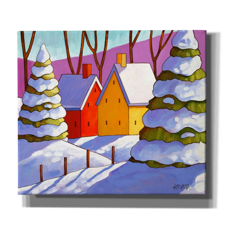 «Snow House View» par Cathy Horvath-Buchanan, art mural sur toile, H 26 po x l 30 po x P 1,5 po