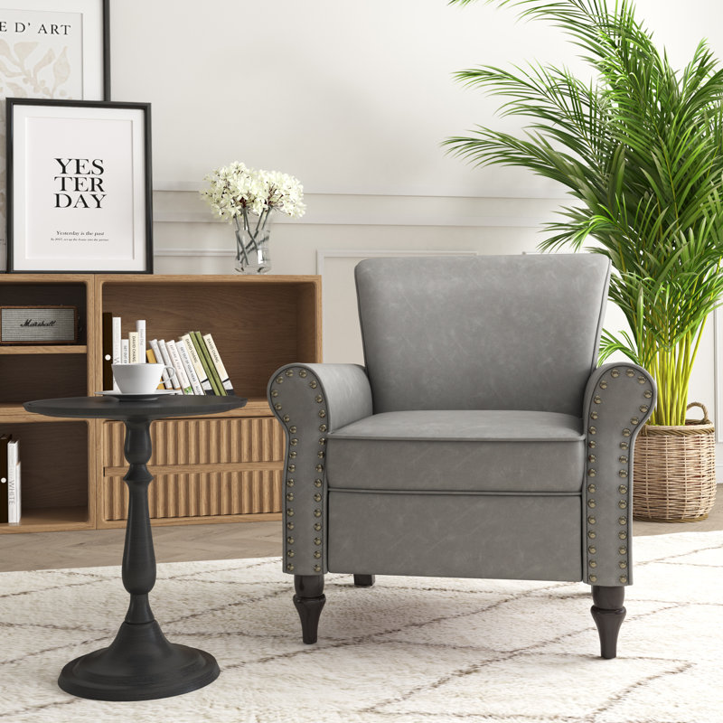 Arian 76Cm Wide Armchair, Grey Faux Leather