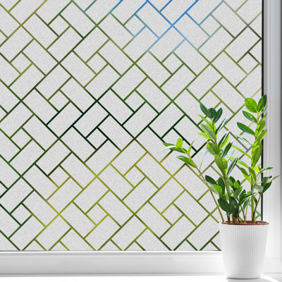 Frosted Herringbone Square Decorative Window Decal