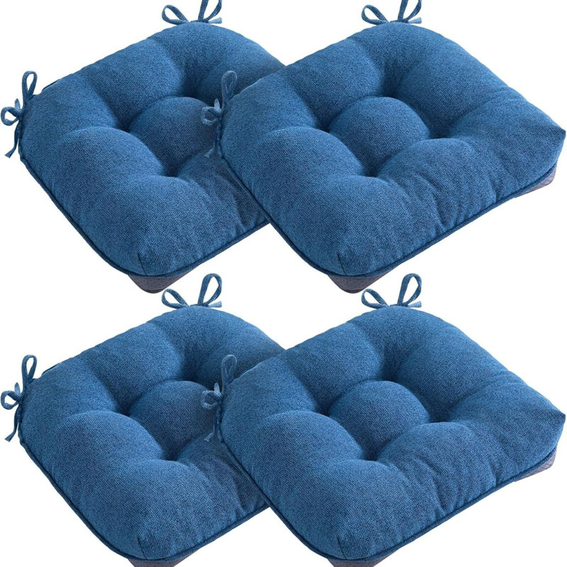 Dining Chair Cushions Set Of 4 Memory Foam 15.5 Inch Blue