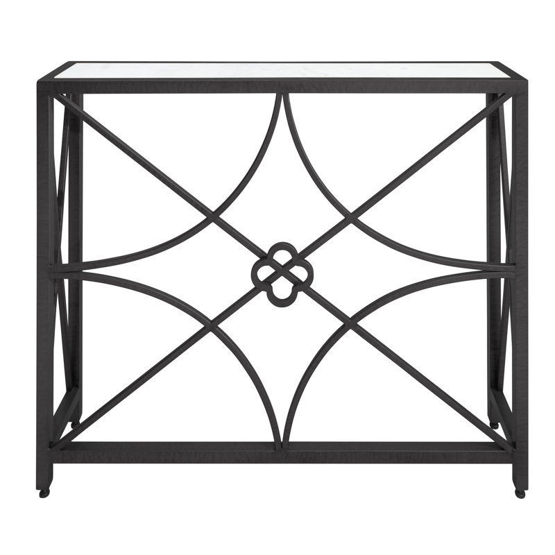 37" Console Table, Carrera Marble, Flat Black